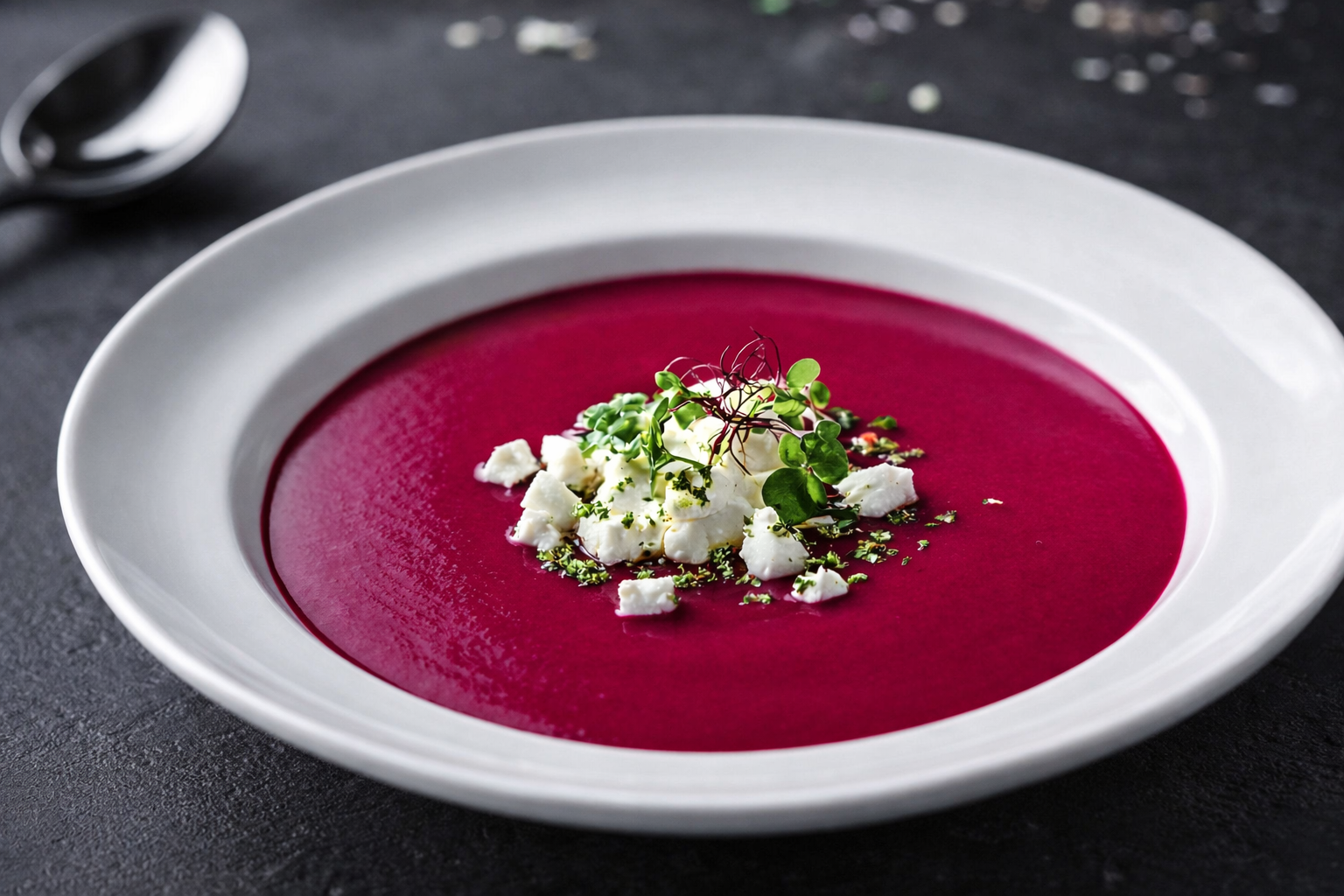 Rote Rüben Suppe mit Schafkäsewürfel (Eiweißreich)