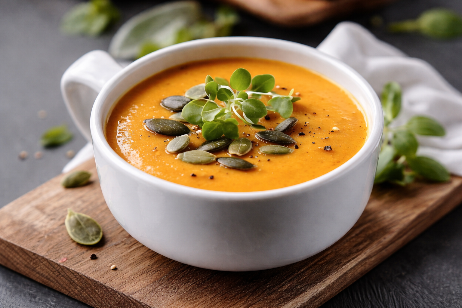 Kürbis-Ingwer-Kokossuppe