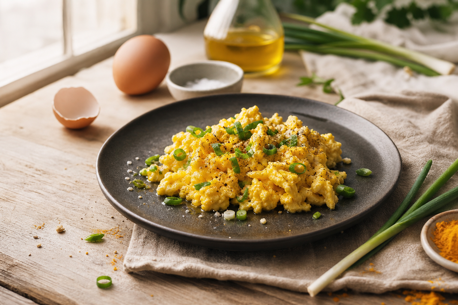 Würziges Kurkuma-Omelett mit Frühlingszwiebeln